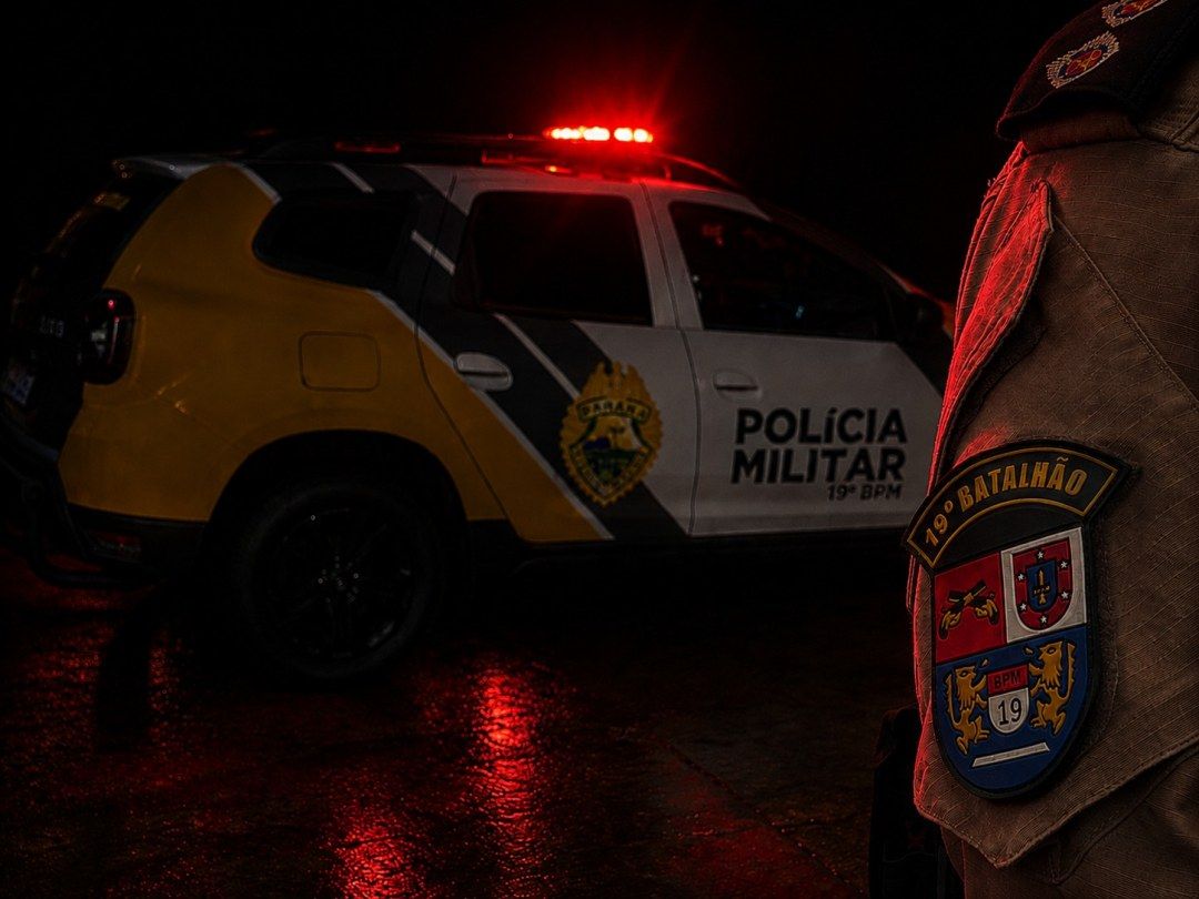 Viatura da Polícia Militar em patrulhamento urbano em Toledo PR