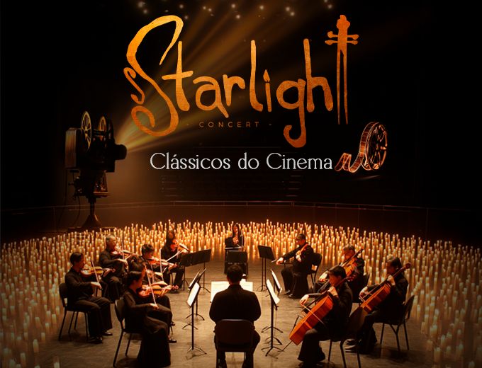 Palco do Teatro Municipal de Toledo iluminado por centenas de velas para o espetáculo Starlight Concert